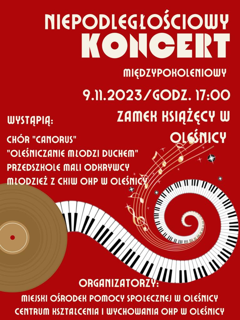 Zaproszenie na Niepodległościowy Koncert Międzypokoleniowy 
