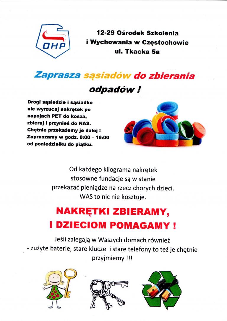 Częstochowa zaprasza sąsiadów do zbierania nakrętek