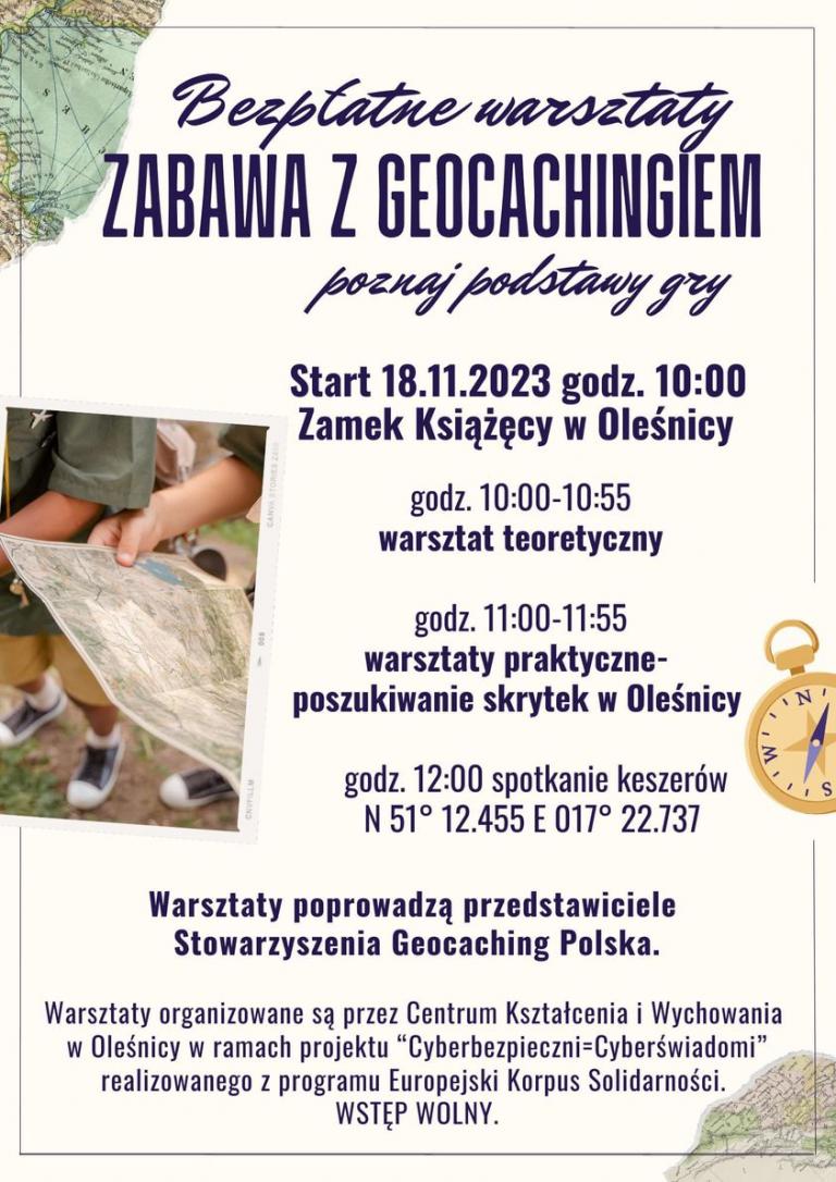 Zaproszenie  na bezpłatne warsztaty geocachingu 