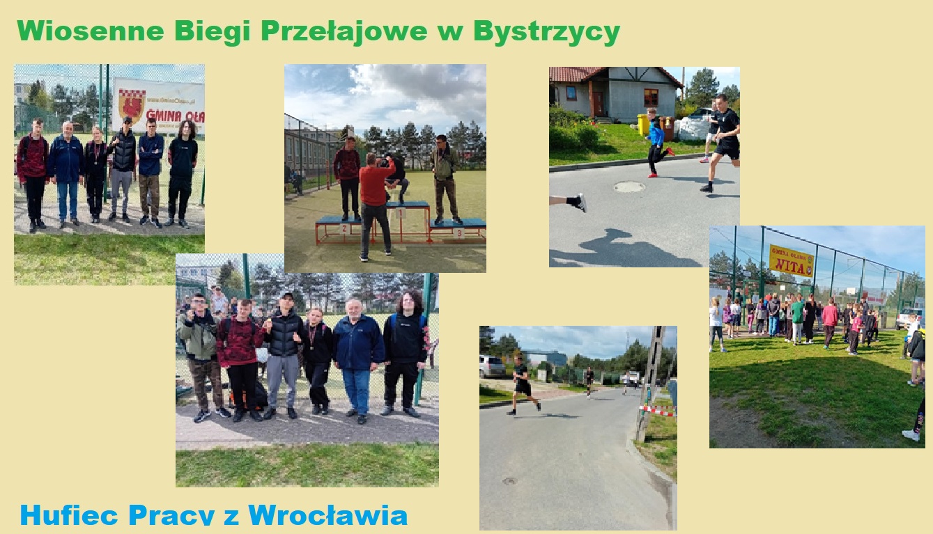 Reprezentacja Hufca Pracy z Wrocławia podczas wiosennych biegów przełajowych w Bystrzycy
