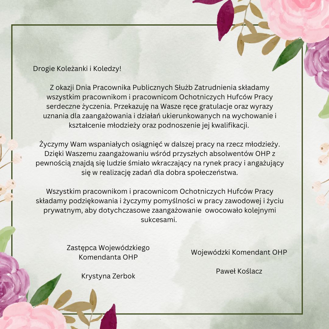 Życzenia z okazji Dnia Pracownika Publicznych Służb Zatrudnienia