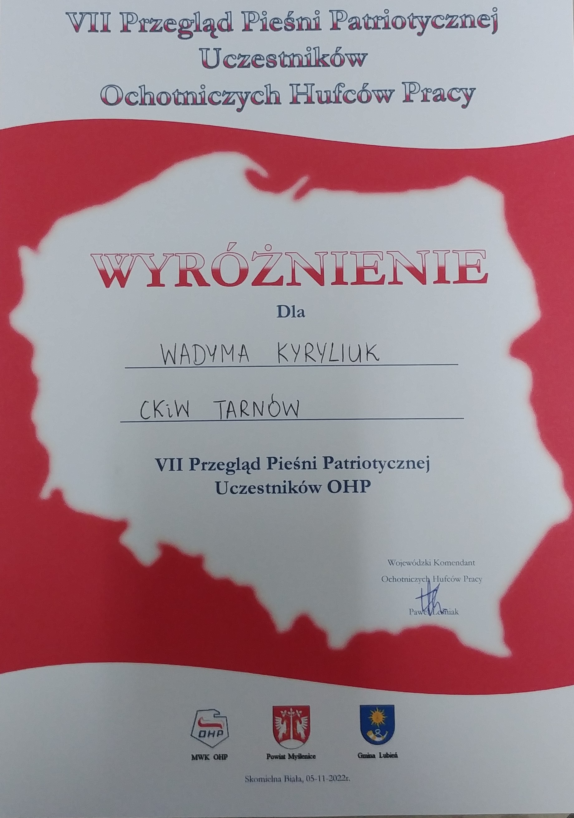 SKOMIELNA 5.11.2022 VII PRZEGLĄD PIEŚNI PATRIOTYCZNEJ 4