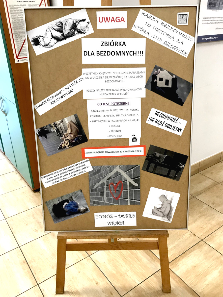 Łomża: Zbiórka dla bezdomnych w Hufcu Pracy w Łomży