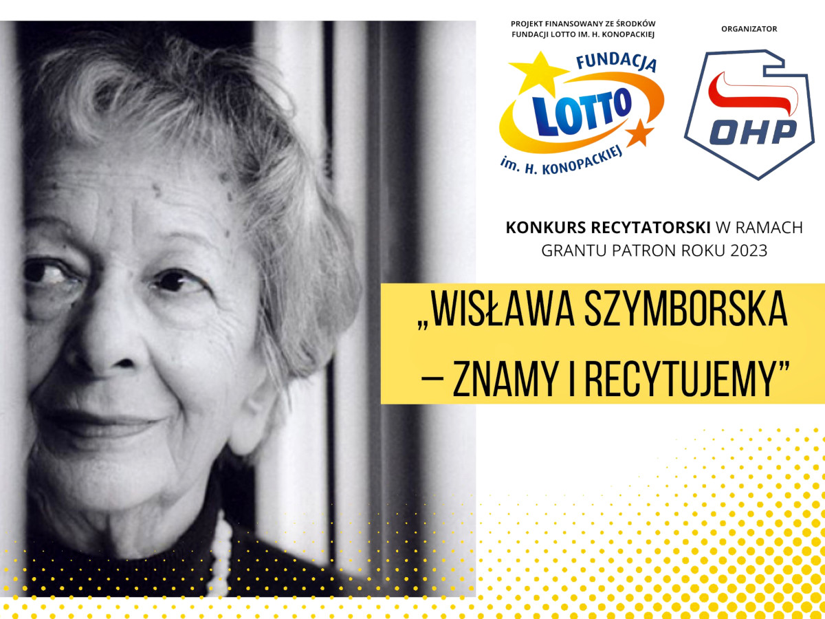 Suwałki: Konkurs recytatorski „Wisława Szymborska – znamy i recytujemy” – Fundacja LOTTO